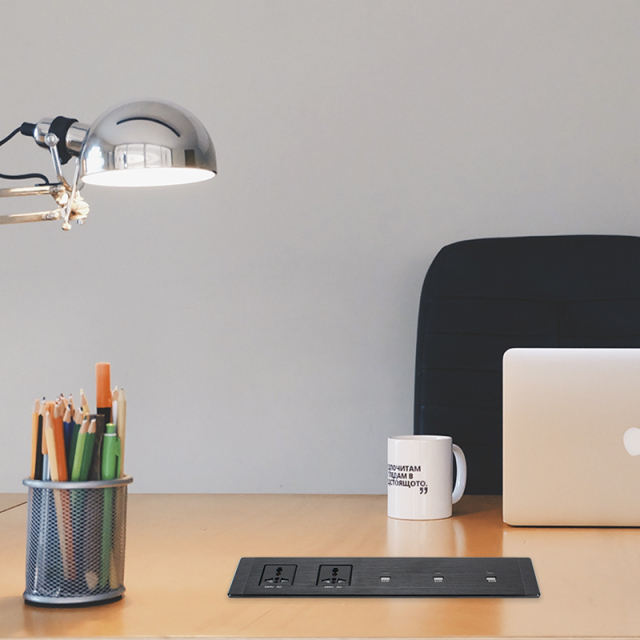 Desktop Recessed Power Socket With 2 240v Universal Outlets And 3 65w USB-A\C Charging For Family Furniture