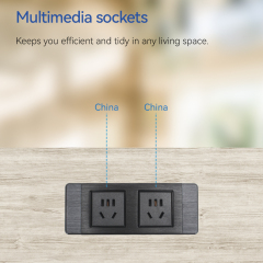 Desktop Built In Recessed Power Socket With 2 China Outlets
