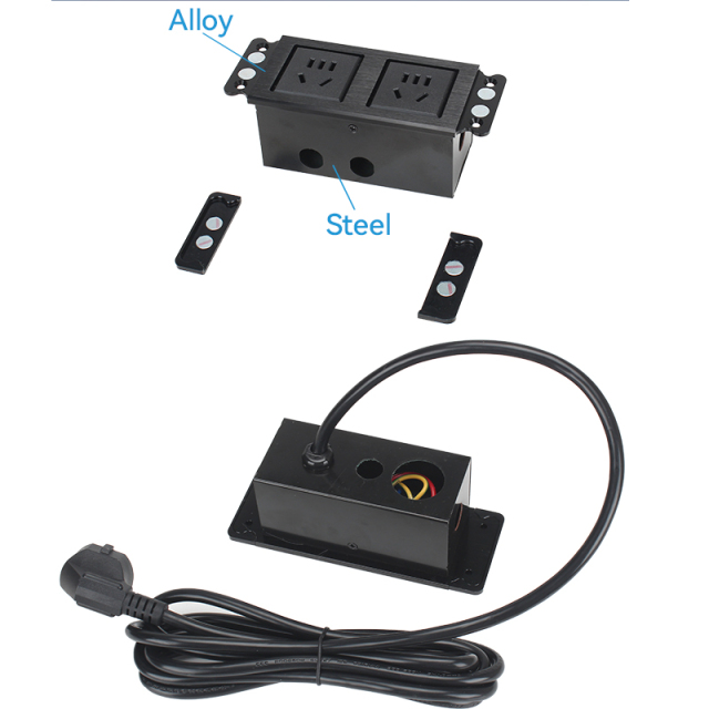 Desktop Built In Recessed Power Socket With 2 China Outlets