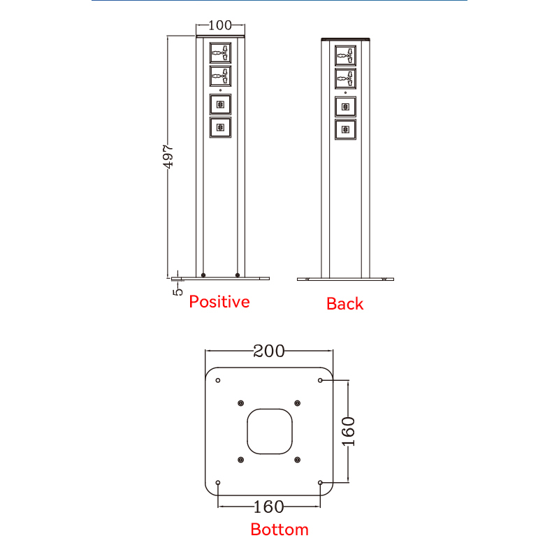 Universal Outlets Floor Tower Socket With USB Charging For Conference
