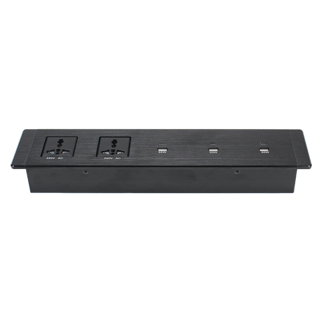 Desktop Recessed Power Socket With 2 240v Universal Outlets And 3 65w USB-A\C Charging For Family Furniture