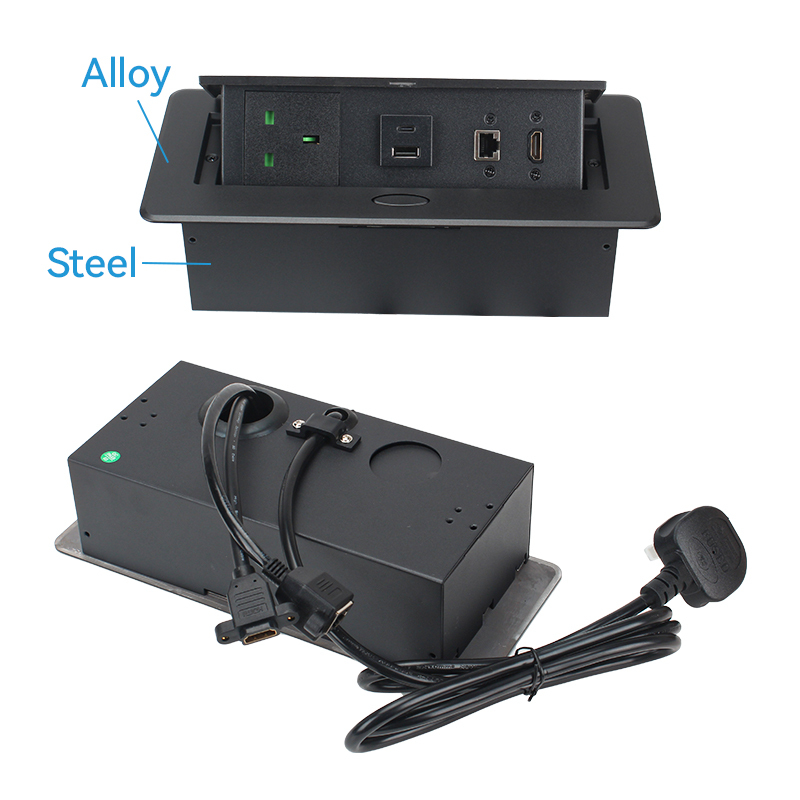 Multimedia UK Pop Up Socket With USB-A/C+HDMI For Conference Table