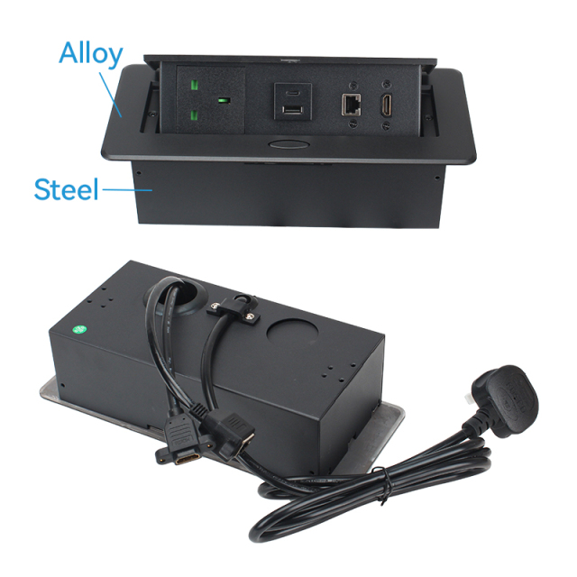 Multimedia UK Pop Up Socket With USB-A/C+HDMI For Conference Table