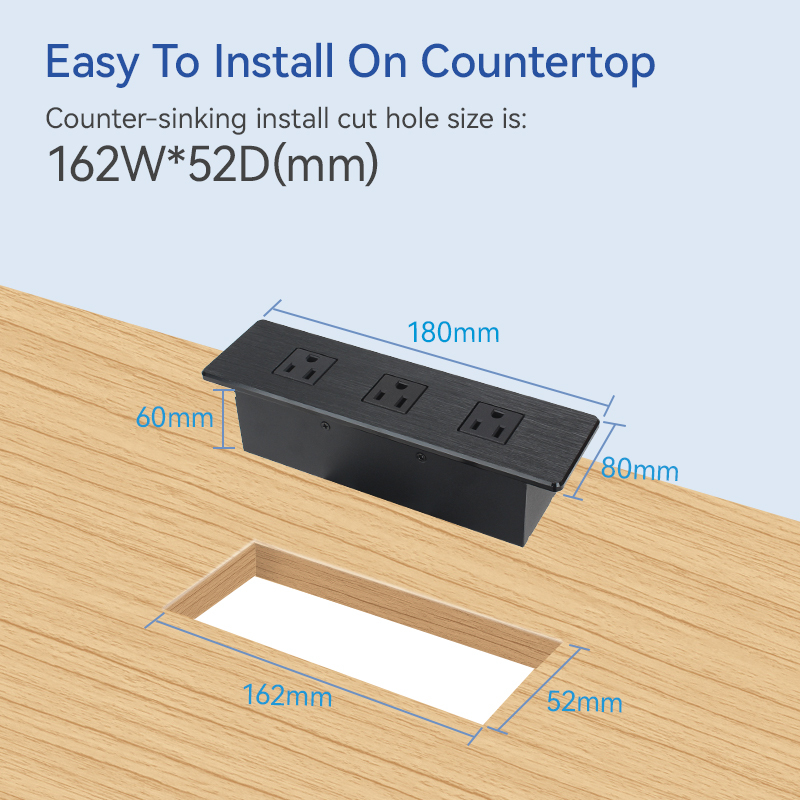High Quality Flushed Desktop Recessed US Power Outlet
