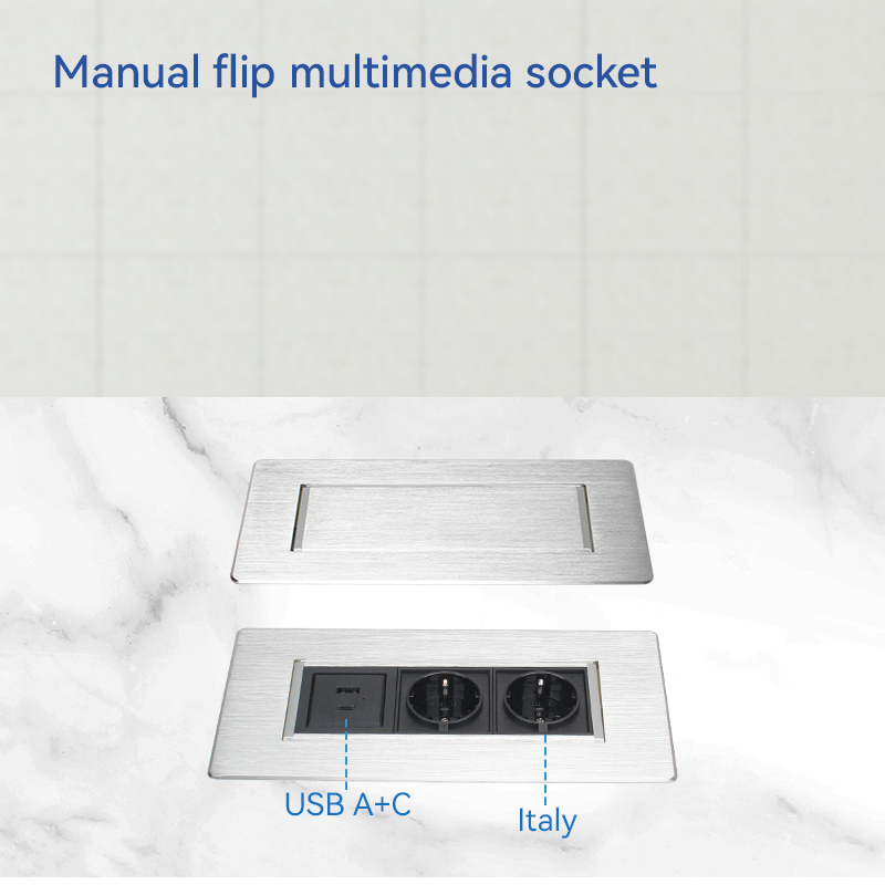 Italy Desktop Manual Rotary Hidden Socket With 1 USB-A/C