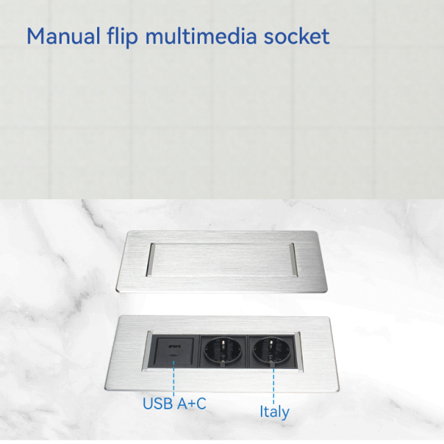 Italy Desktop Manual Rotary Hidden Socket With 1 USB-A/C