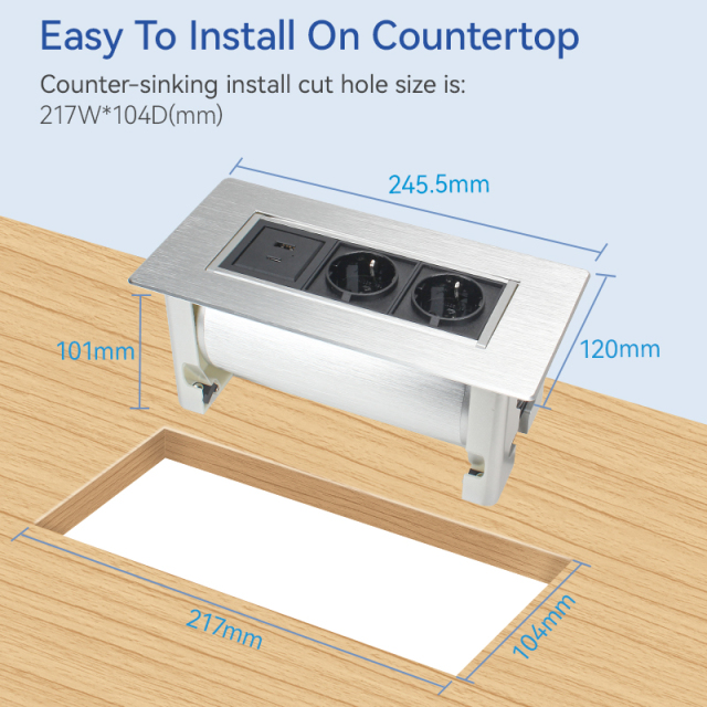 Italy Desktop Manual Rotary Hidden Socket With 1 USB-A/C
