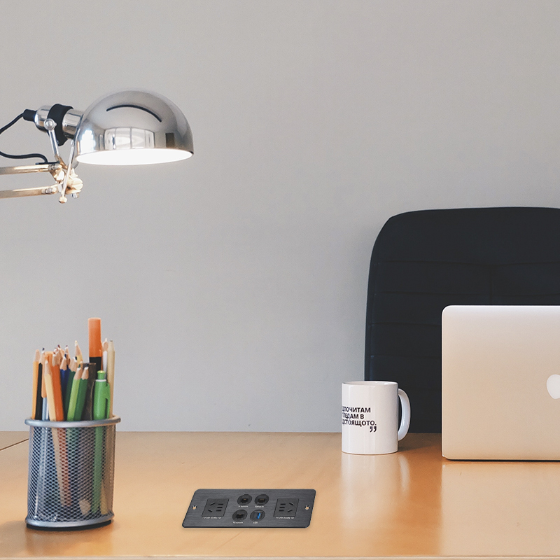 Multimedia Desktop China Outlets Recessed Power Socket With USB,CAT6+CAT3