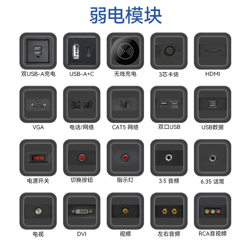 UK Desktop Recessed Socket 2 CAT6 For Conference Table