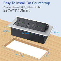 UK CAT6+HDMI Pop Up Socket For Desktop