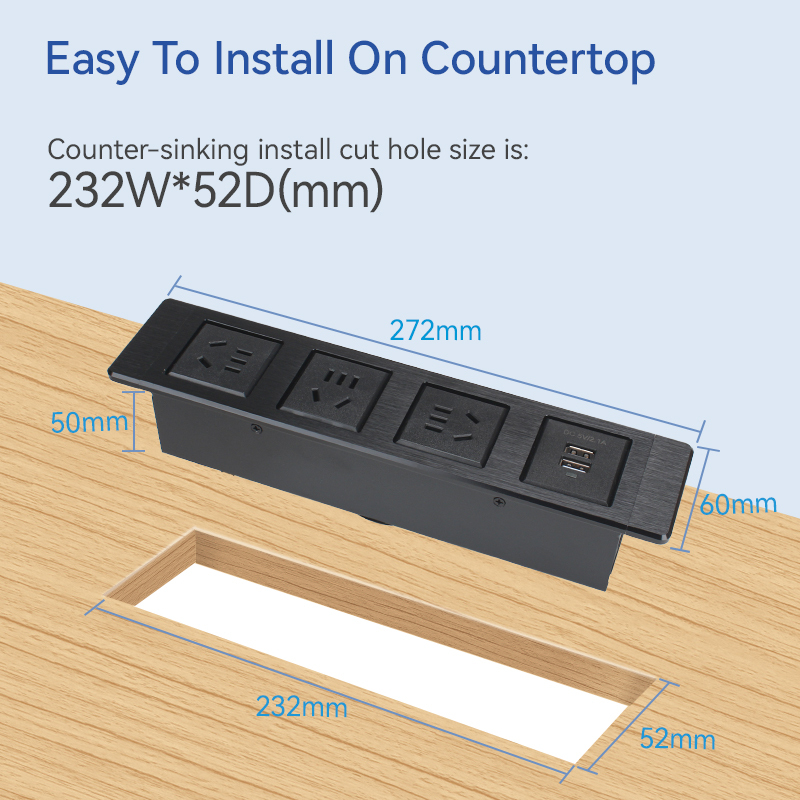 China Desktop Built In Socket With 2 USB Charging