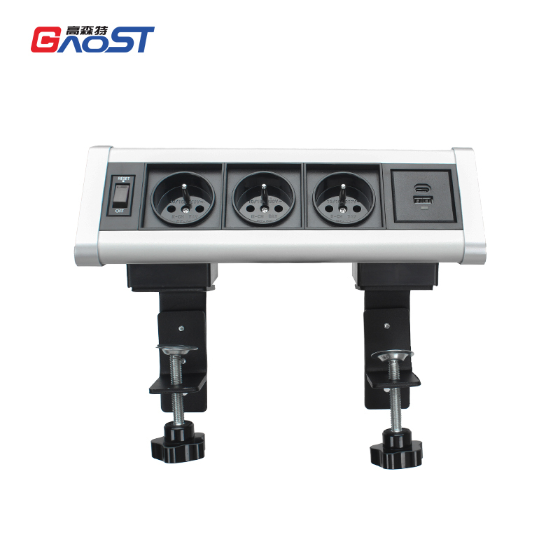 France Clamp Socket With Switch 3 Outlets 1 USB-A/C Charging