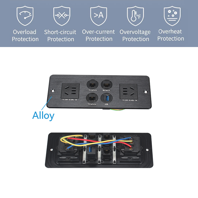 Multimedia Desktop China Outlets Recessed Power Socket With USB,CAT6+CAT3