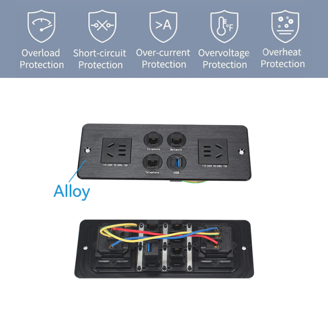 Multimedia Desktop China Outlets Recessed Power Socket With USB,CAT6+CAT3