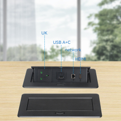 Multimedia UK Pop Up Socket With USB-A/C+HDMI For Conference Table