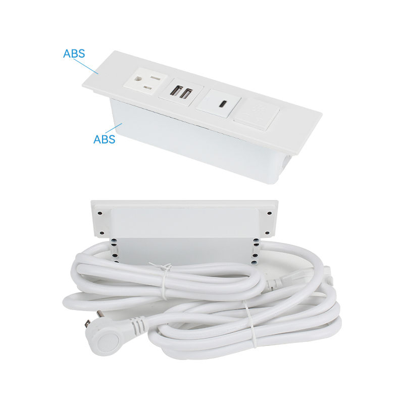 2 USB-A And 1 USB-C Charging US Desktop Recessed Socket With Switch
