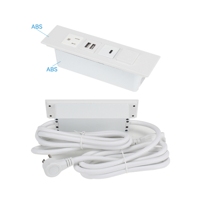 2 USB-A And 1 USB-C Charging US Desktop Recessed Socket With Switch