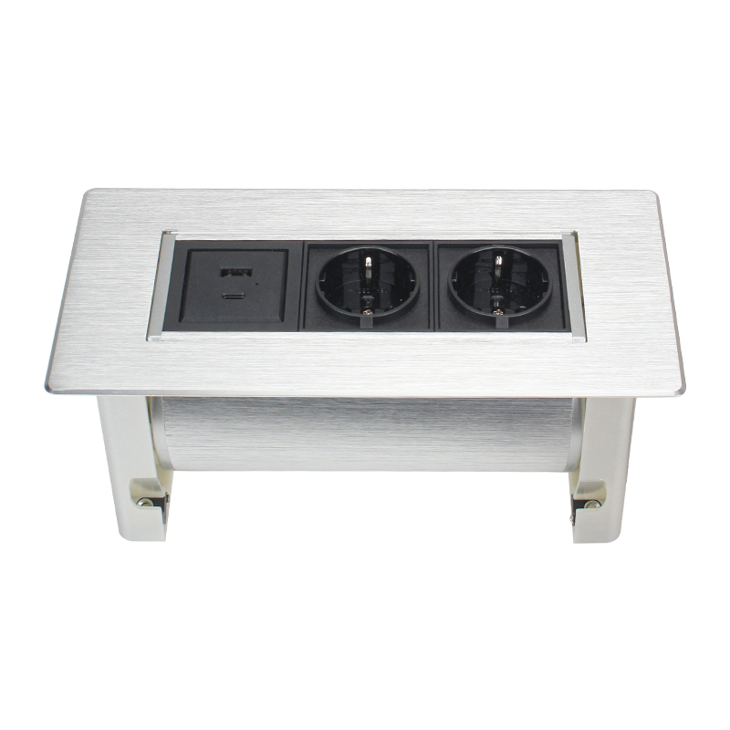 Italy Desktop Manual Rotary Hidden Socket With 1 USB-A/C