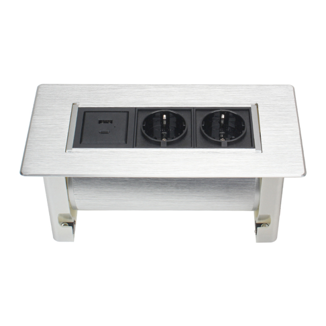 Italy Desktop Manual Rotary Hidden Socket With 1 USB-A/C