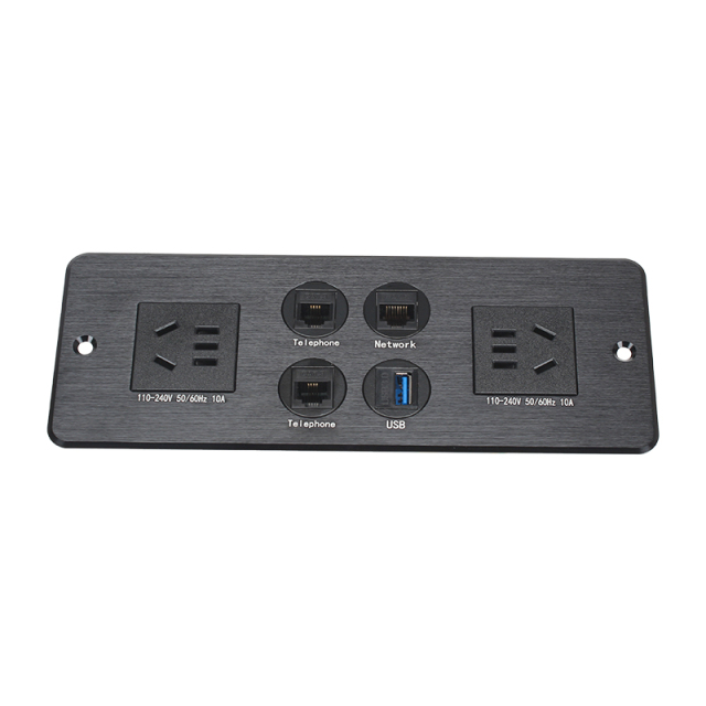 Multimedia Desktop China Outlets Recessed Power Socket With USB,CAT6+CAT3