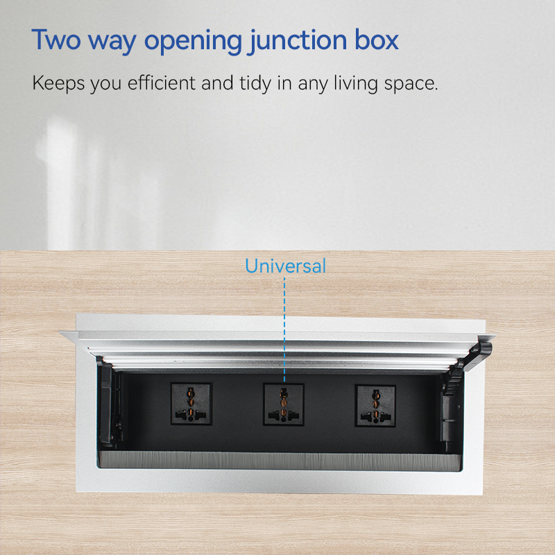 Universal Conference Double Flip Up Socket With 3 Universal Outlets