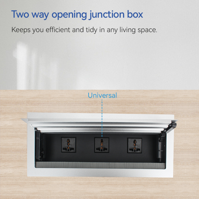 Universal Conference Double Flip Up Socket With 3 Universal Outlets