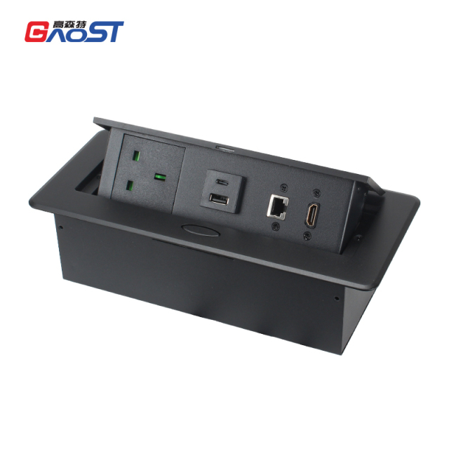 Multimedia UK Pop Up Socket With USB-A/C+HDMI For Conference Table