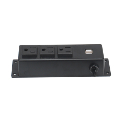 Wall Mount Power Strip With Connector Wire , 3 US Outlets+ 2 USB Charging