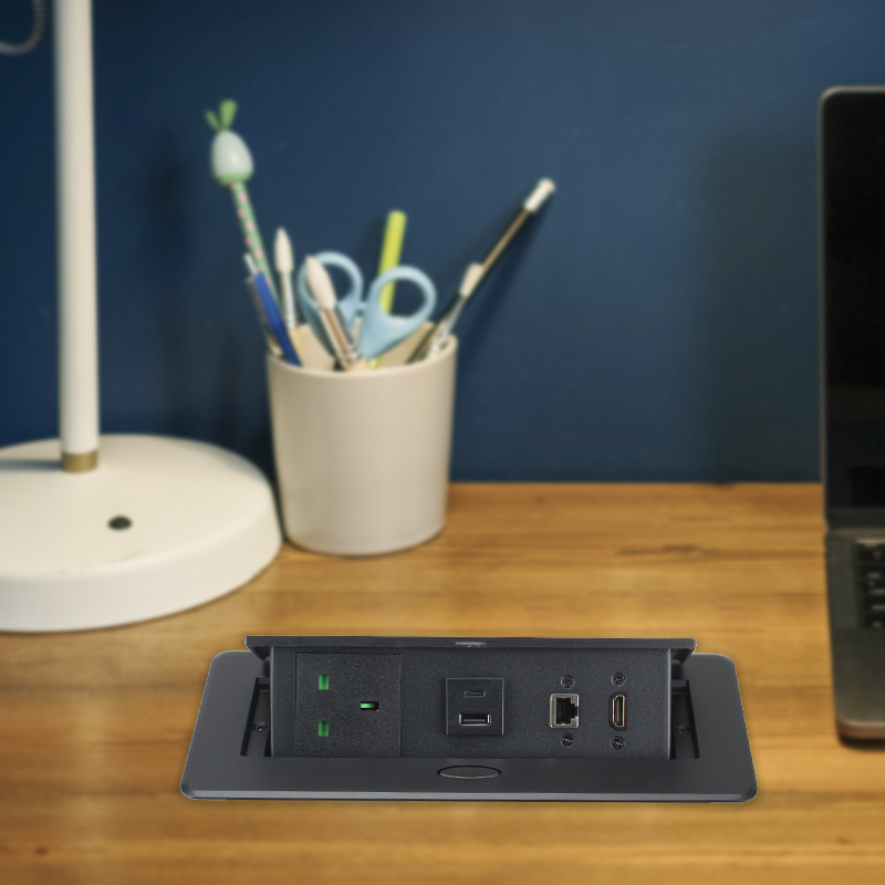 Multimedia UK Pop Up Socket With USB-A/C+HDMI For Conference Table