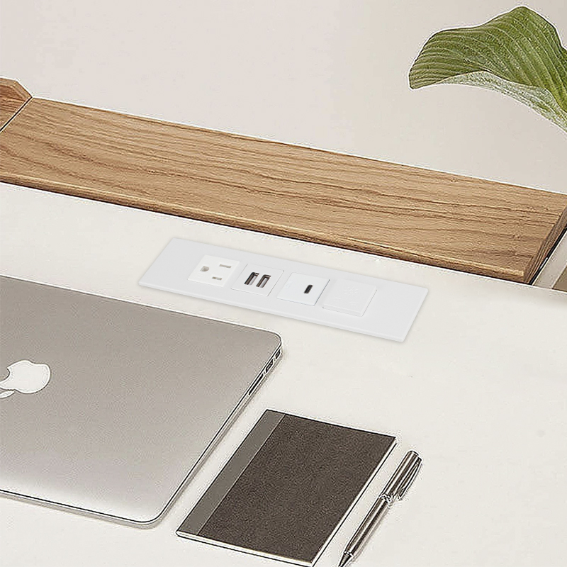 2 USB-A And 1 USB-C Charging US Desktop Recessed Socket With Switch