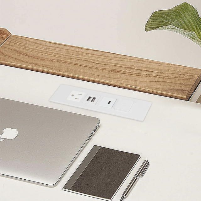 2 USB-A And 1 USB-C Charging US Desktop Recessed Socket With Switch