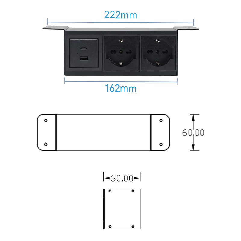 High Quality German Desk In Power Socket With USB-A/C