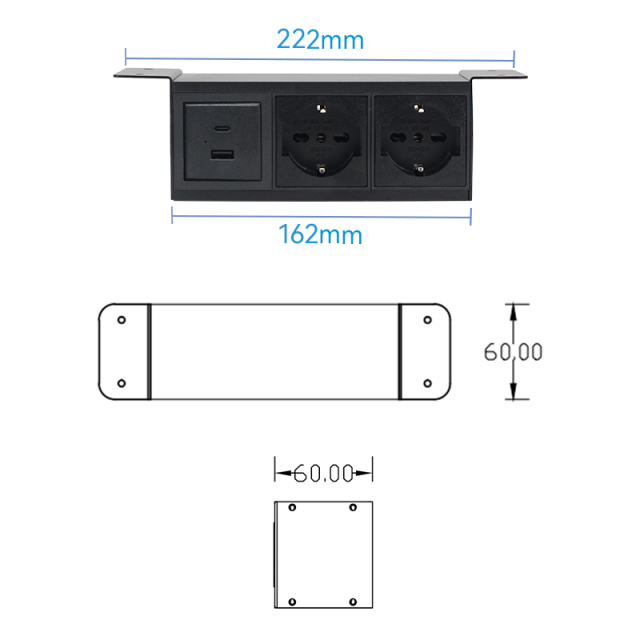 High Quality German Desk In Power Socket With USB-A/C