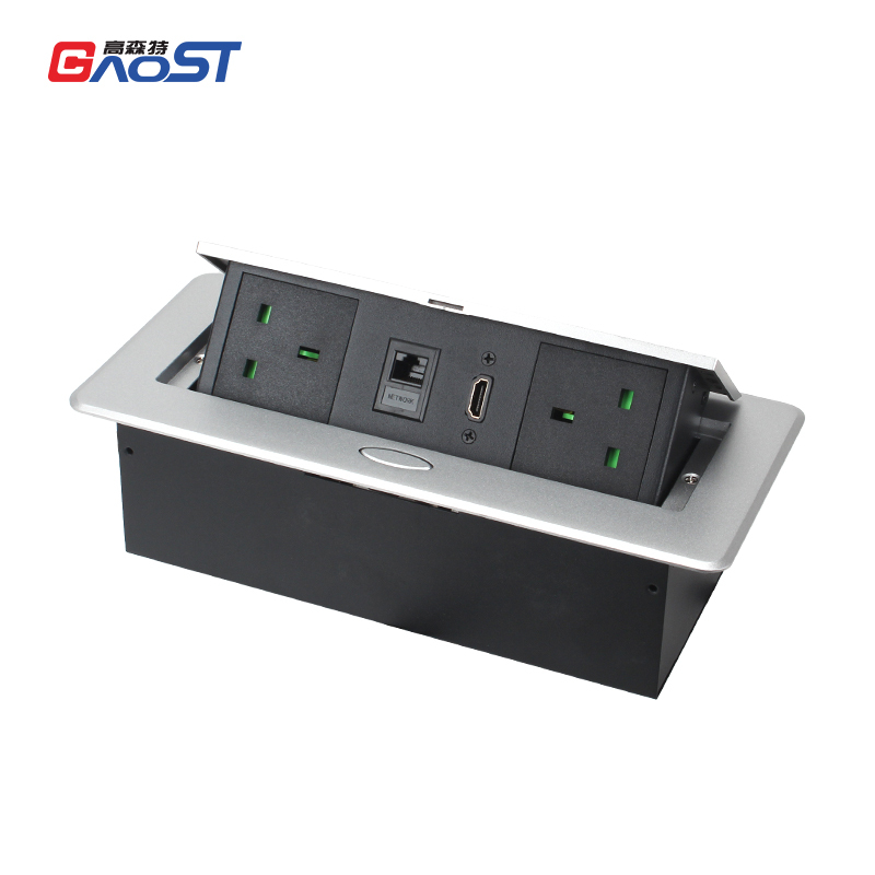 UK CAT6+HDMI Pop Up Socket For Desktop