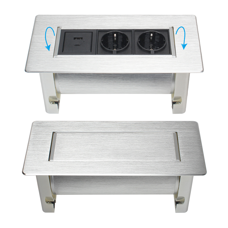 Italy Desktop Manual Rotary Hidden Socket With 1 USB-A/C