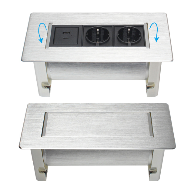 Italy Desktop Manual Rotary Hidden Socket With 1 USB-A/C