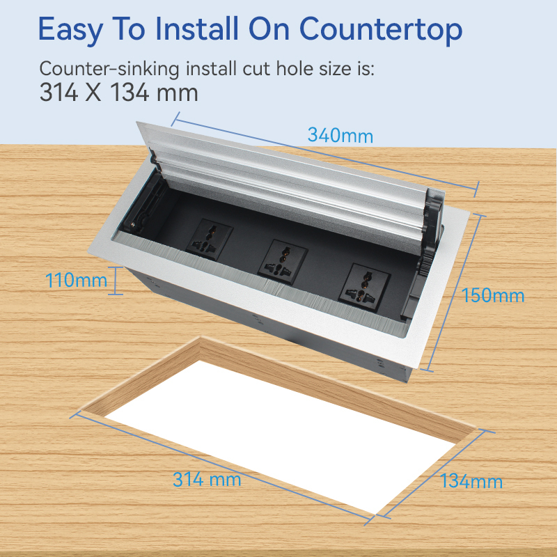 Universal Conference Double Flip Up Socket With 3 Universal Outlets