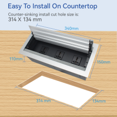 Universal Conference Double Flip Up Socket With 3 Universal Outlets