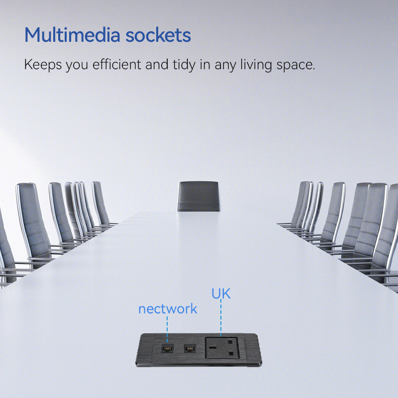 UK Desktop Recessed Socket 2 CAT6 For Conference Table
