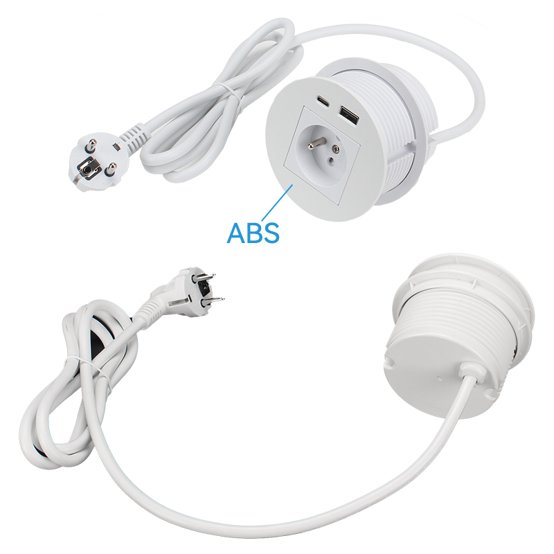 France Desktop Built In Round Socket With 1 USB-A/C For Hotel Furniture