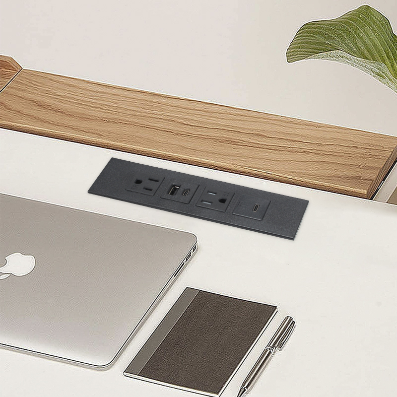US Desktop Recessed Power Strip With 2 US TR Outlets+1 USB-A +2 USB-C