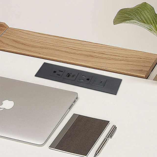 US Desktop Recessed Power Strip With 2 US TR Outlets+1 USB-A +2 USB-C