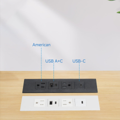 US Desktop Recessed Power Strip With 2 US TR Outlets+1 USB-A +2 USB-C