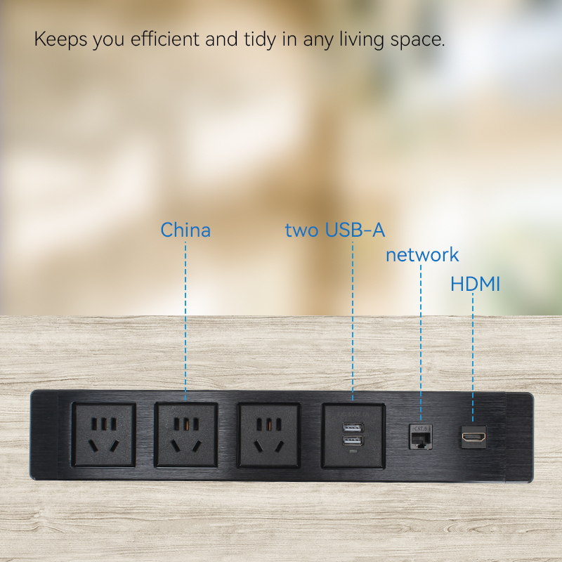 Multimedia Desktop China Outlets Recessed Power Socket With CAT6+HDMI+2 USB