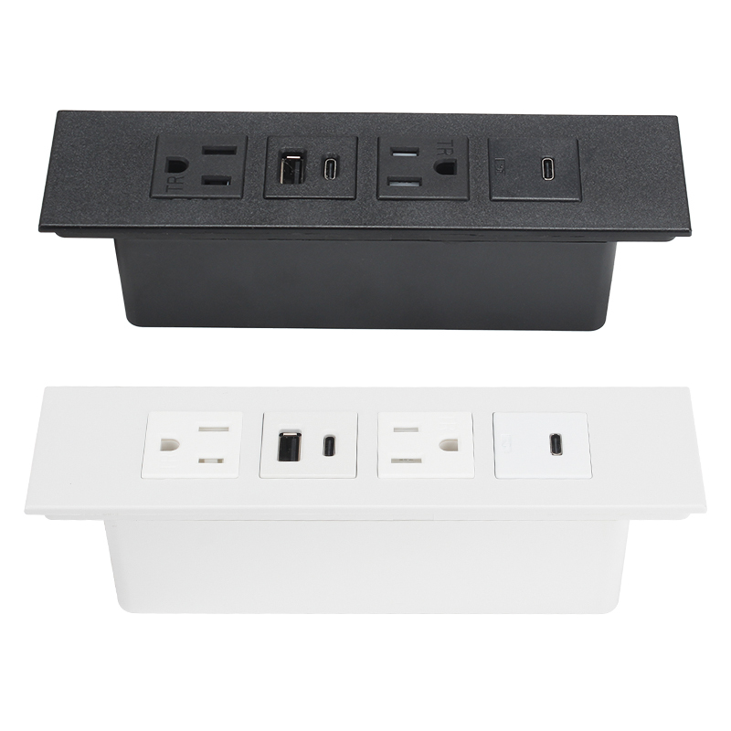 US Desktop Recessed Power Strip With 2 US TR Outlets+1 USB-A +2 USB-C