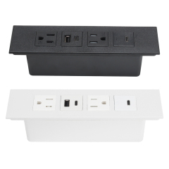 US Desktop Recessed Power Strip With 2 US TR Outlets+1 USB-A +2 USB-C