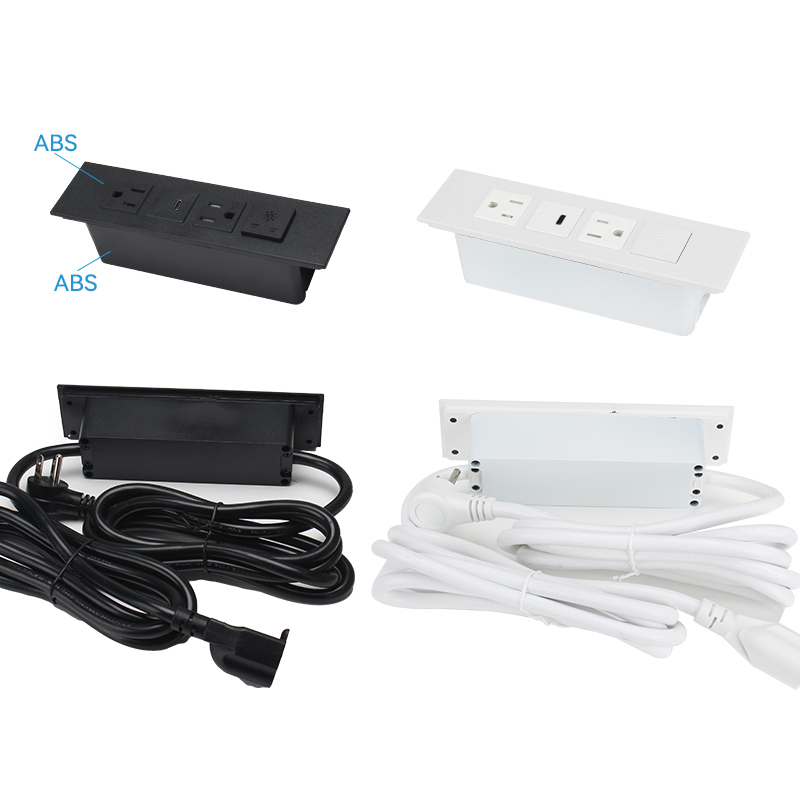 US Safety Power Socket 2 TR US Outlets 1 USB-C With 1 Light Switch For Furniture Countertop