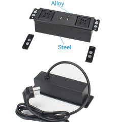 High Quality Alloy Desktop Recessed power Socket With 2 China Outlets+2 USB Charging