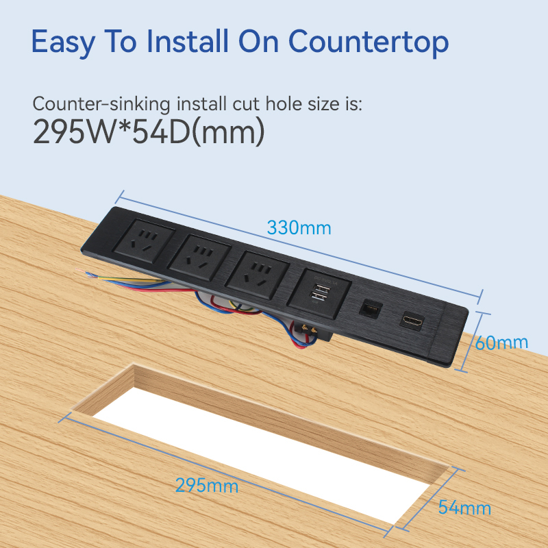 Multimedia Desktop China Outlets Recessed Power Socket With CAT6+HDMI+2 USB