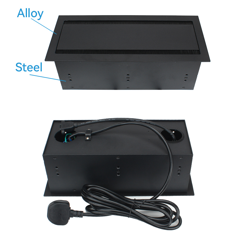Conference Brushed Double Flip Multimedia Socket Box 4 Universal Outlets+1 USB-A/C Charging+HDMI